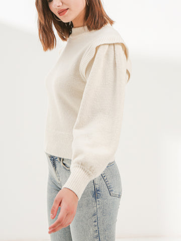 Waythefree Puffed Sleeve Cropped Sweater